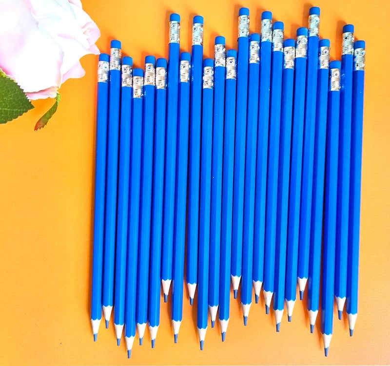 Adhere 25pcs Checking Pencils Erasable colored Pencils Pre-Sharpened #2 HB,for Checking Tests Grading,Map Coloring, editing Office Favors,including a Free sharpener. (Blue) - Image 4